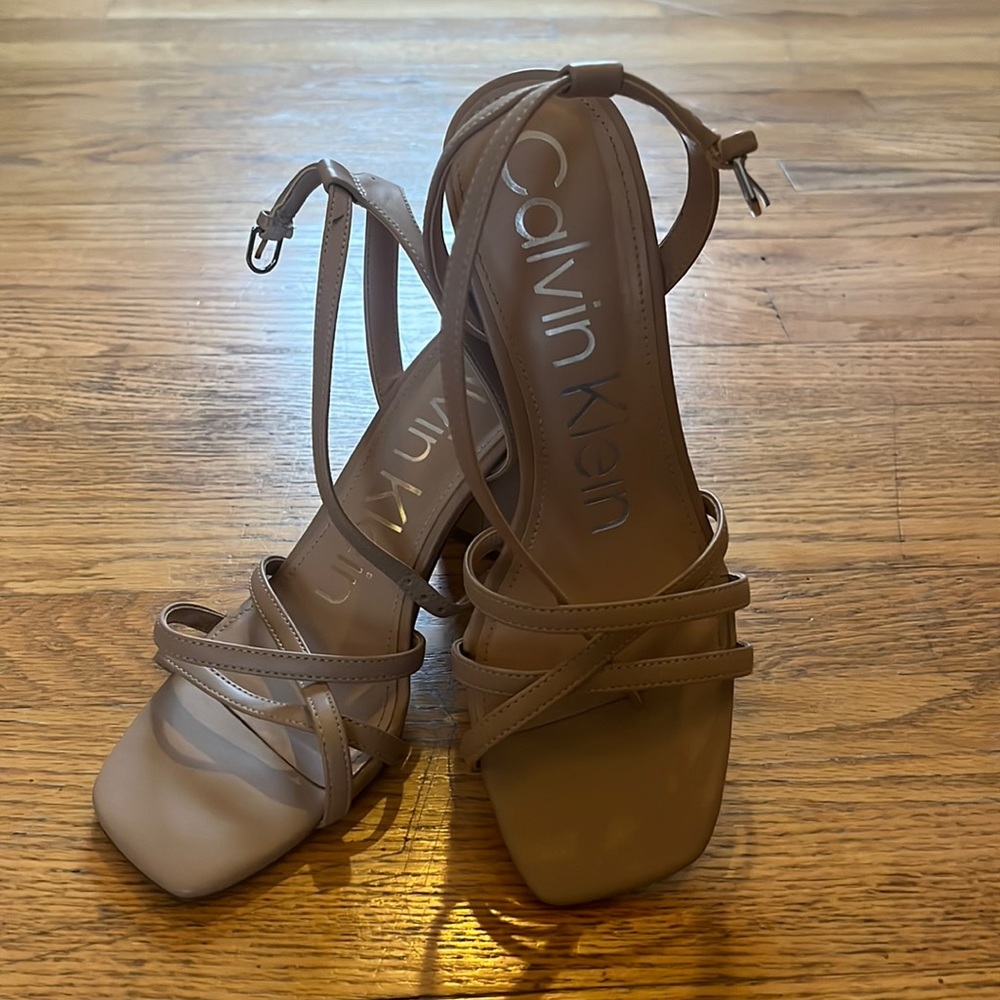 Calvin Klein Simple Beige Block Heels